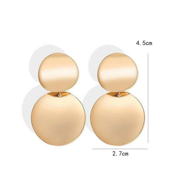 Dangle Earrings, Stainless Steel Round Minimalist Trendy Drop Earrings - Picture 8 of 10